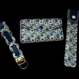 3-Pc Set, Handcrafted Faux Leather Travel Jewelry Case, Keychain, & Emery Board